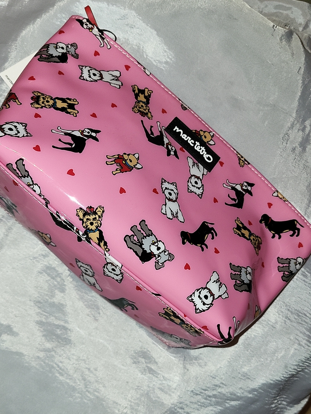 Marc Tetro Pink Multi Dog Print Cosmo Travel Pouch Ls M